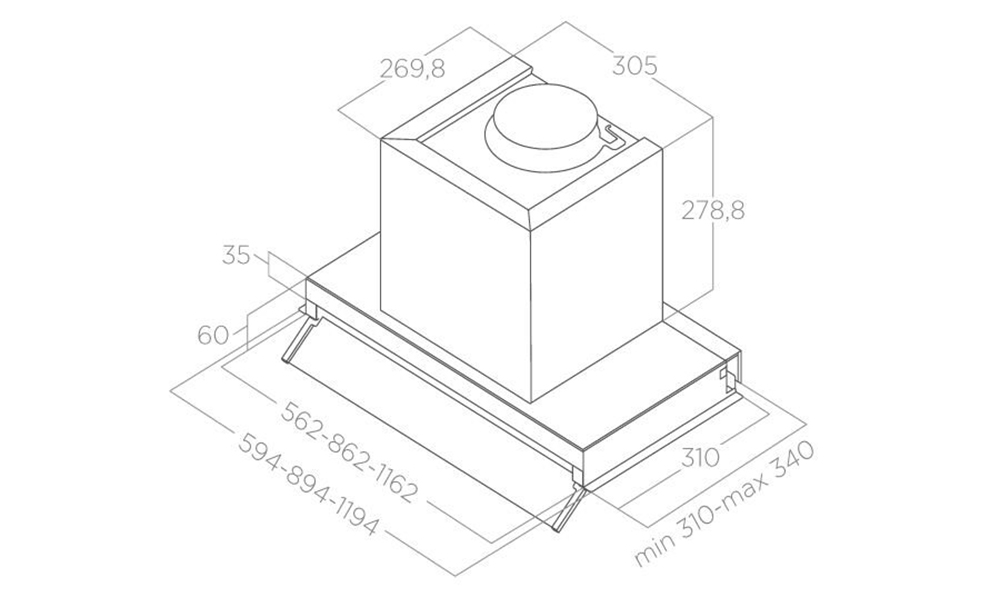 Máy hút mùi âm tủ Elica BOX IN PLUS IXGL/A/60 - Hàng chính hãng