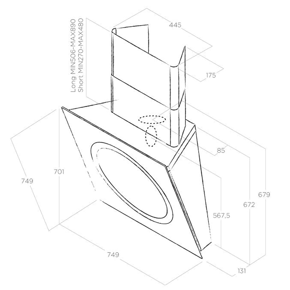 Máy hút mùi áp tường Elica OM AIR WH/F/75 4