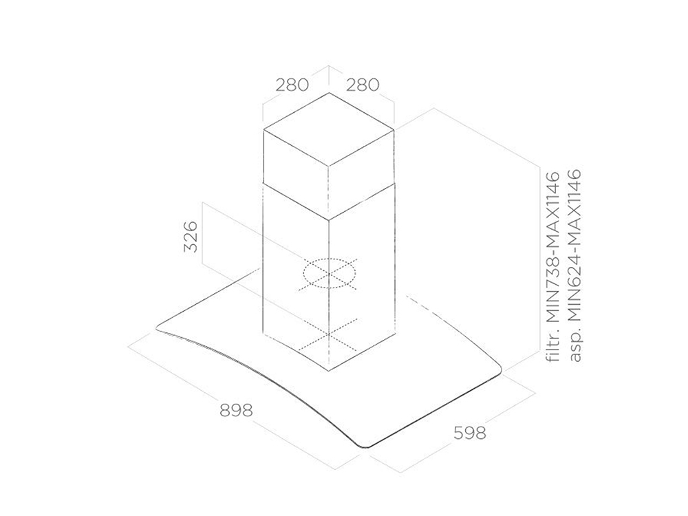 Máy hút mùi tum kinh Elica REEF IX/A/60 - Hàng chính hãng