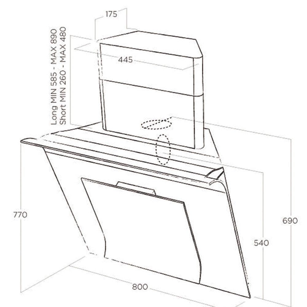 Máy hút mùi áp tường Elica SINFONIA BL/F/80 - Hàng chính hãng