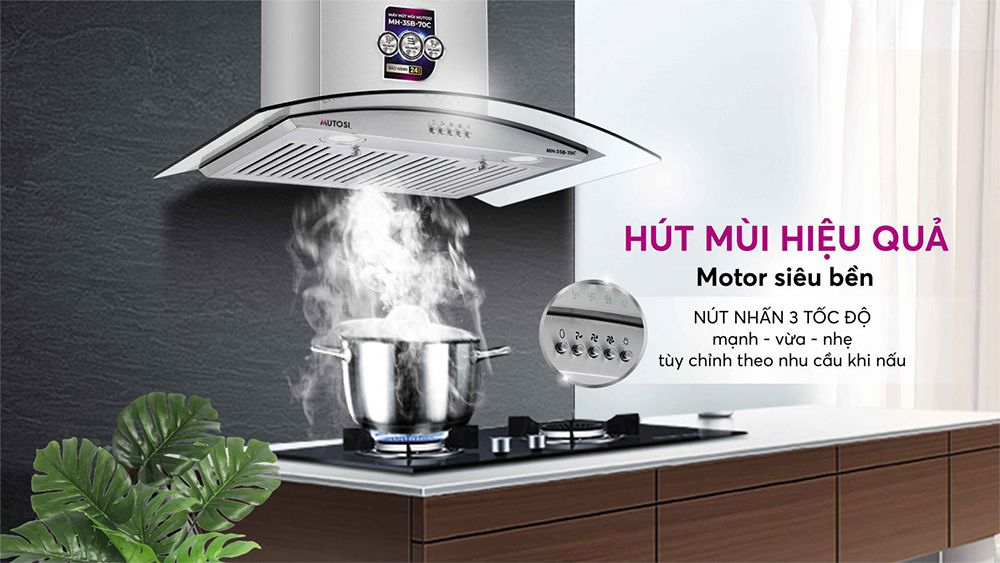 Máy hút mùi tum kính Mutosi MH-35B-70C - Hàng chính hãng