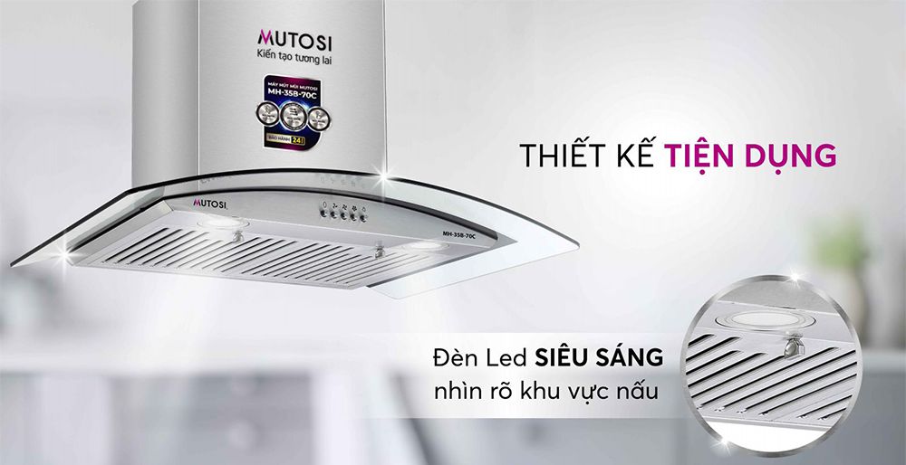 Máy hút mùi tum kính Mutosi MH-35B-70C - Hàng chính hãng