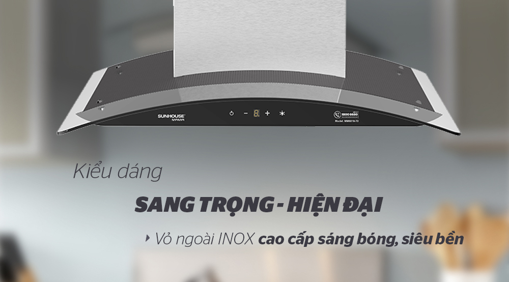 Máy hút mùi tum kính Sunhouse MMB6682-70 - Hàng chính hãng