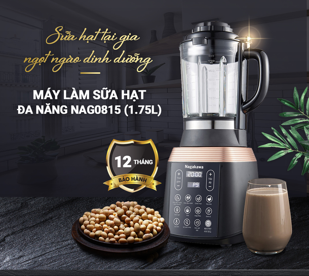 Máy làm sữa hạt đa năng Nagakawa NAG0815 - Hàng chính hãng