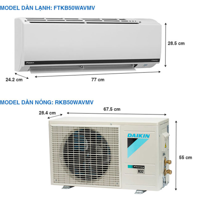 Kích thước của máy lạnh Daikin FTKB50WAVMV