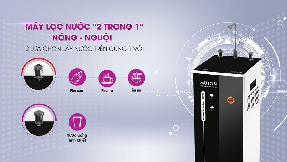 Máy lọc nước Mutosi nóng nguội 9 lõi MP-592H-BK - Hàng chính hãng