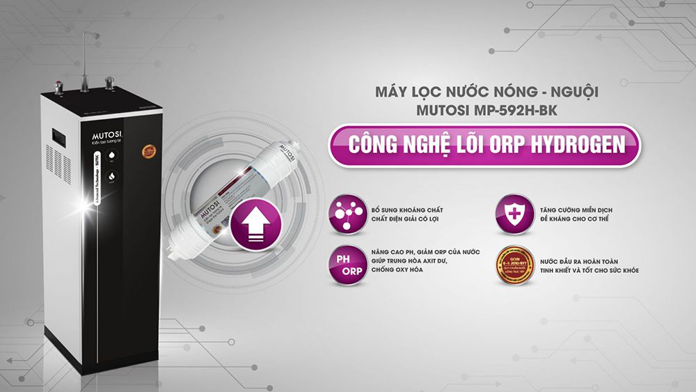 Máy lọc nước Mutosi nóng nguội 9 lõi MP-592H-BK - Hàng chính hãng
