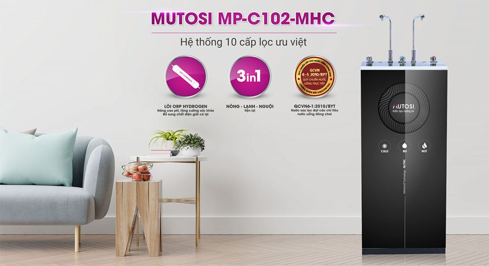 Máy lọc nước Nóng Lạnh Nguội 10 lõi Mutosi MP-C102-MHC - Hàng chính hãng