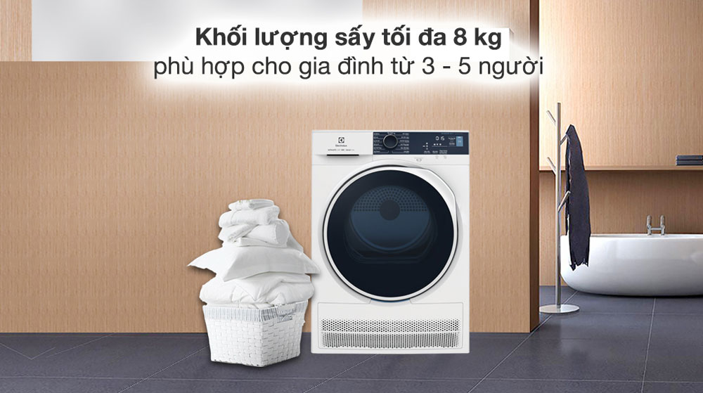 Máy sấy ngưng tụ Electrolux 8 kg EDC804P5WB - Hàng chính hãng