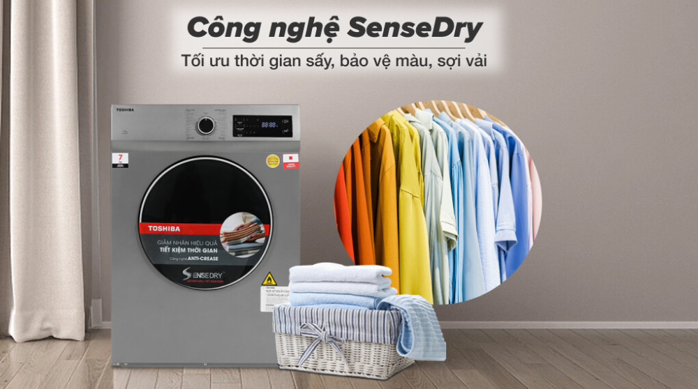 Máy sấy thông hơi Toshiba 7Kg TD-H80SEV(SK) - Hàng chính hãng