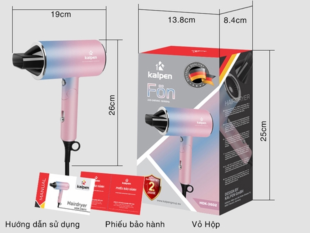 Máy sấy tóc Kalpen HDK-3602 (1800W)  - Hàng chính hãng