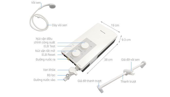 Máy tắm nước nóng Panasonic DH-3RL2VH - Hàng chính hãng