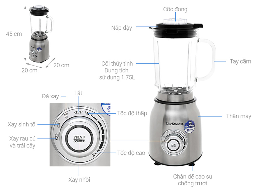 Máy xay sinh tố Bluestone BLB-5377 - Hàng chính hãng