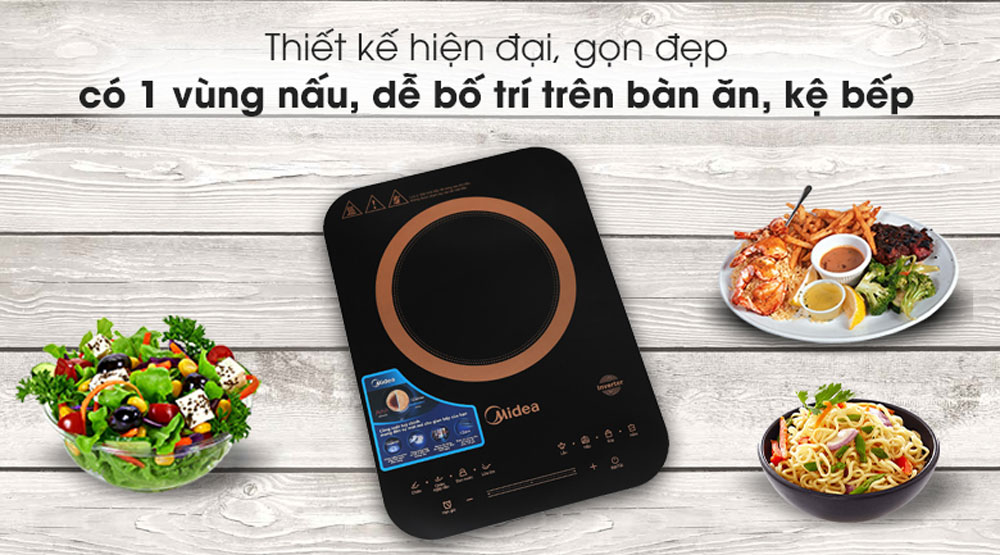 Bếp từ 1 vùng nấu Midea MI-T2121DA - Hàng chính hãng