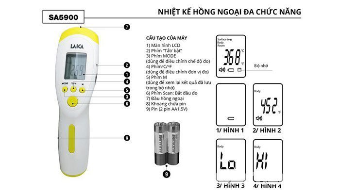 Nhiệt kế hồng ngoại đa chức năng Laica SA5900 - Hàng chính hãng
