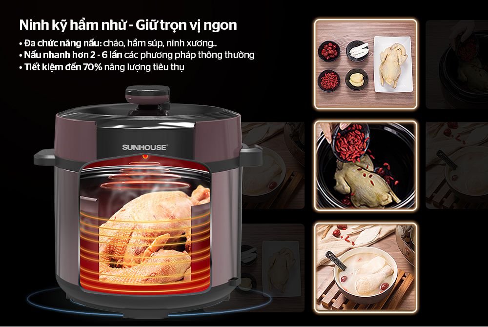 Nồi áp suất điện Sunhouse SHD1657 - Hàng chính hãng