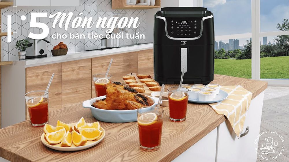 Nồi chiên không dầu kết hợp hấp 7 lít Magic Korea A-700  - Hàng chính hãng