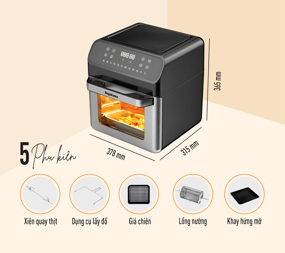 Nồi chiên không dầu Nagakawa NAG3306 (12 lít) - Hàng chính hãng