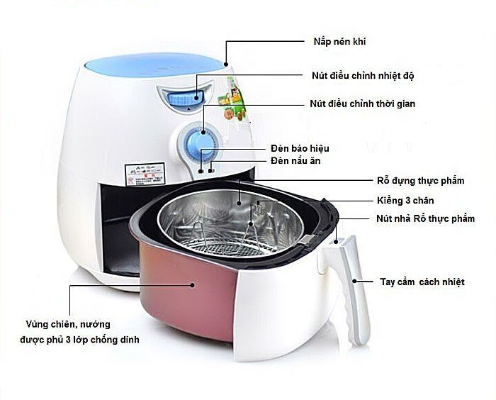 Nồi chiên nướng không dầu Kasumi CKD-01 (Trắng) - Hàng chính hãng