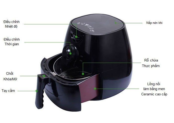 Nồi chiên nướng không dầu Kasumi CKD-01 (Đỏ) - Hàng chính hãng