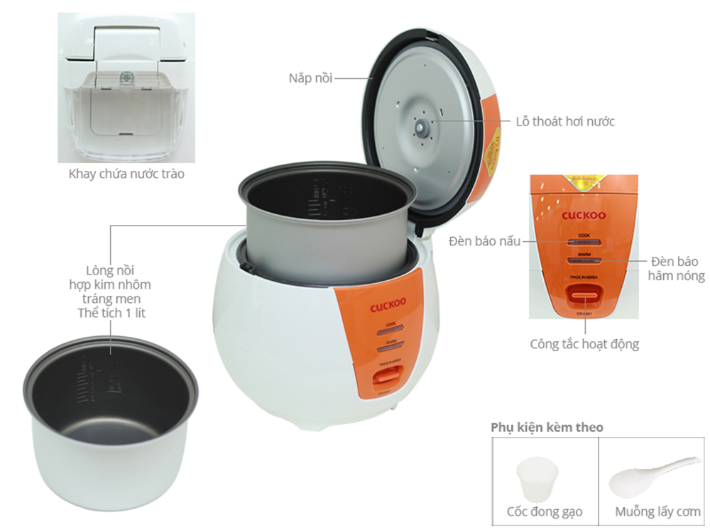 Nồi cơm điện Cuckoo 1 lít CR-0661C - Hàng chính hãng