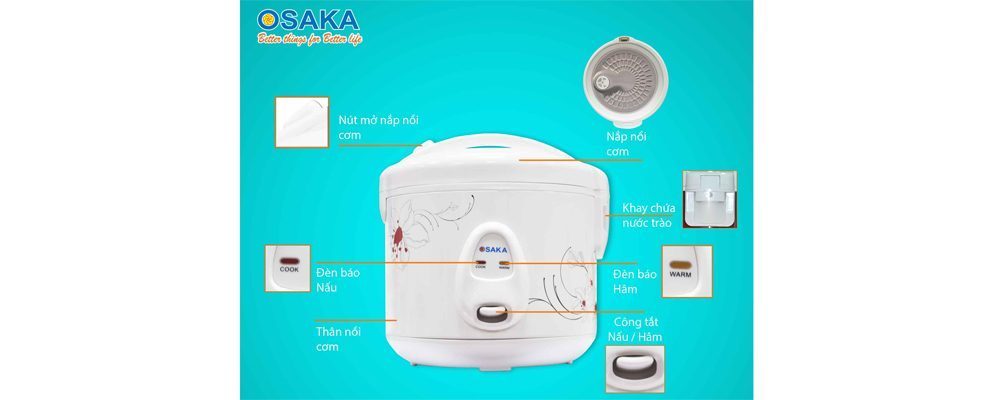 Nồi cơm điện Osaka RC-10PA - Hàng chính hãng