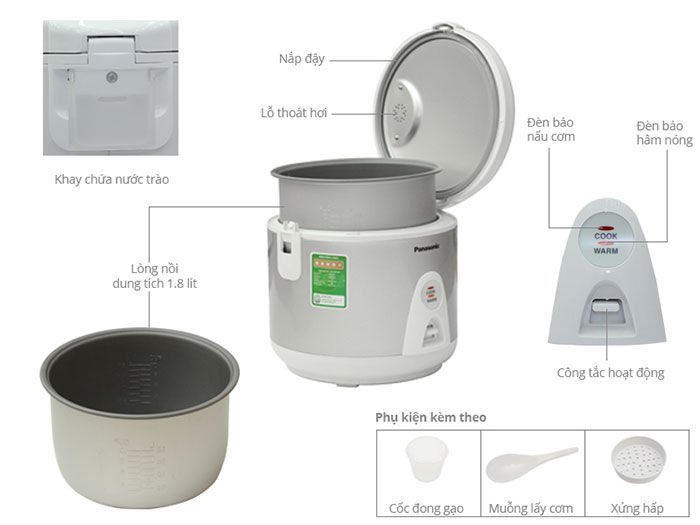 Nồi cơm điện Panasonic thương hiệu Nhật Bản xuất xứ Malaysia