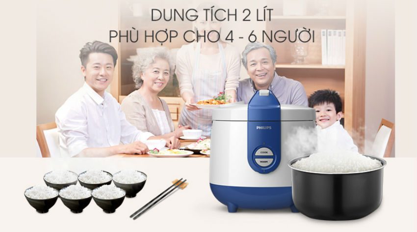 Nồi cơm điện nắp gài Philips HD3119 cho buwac cơn gia đình thơm ngon