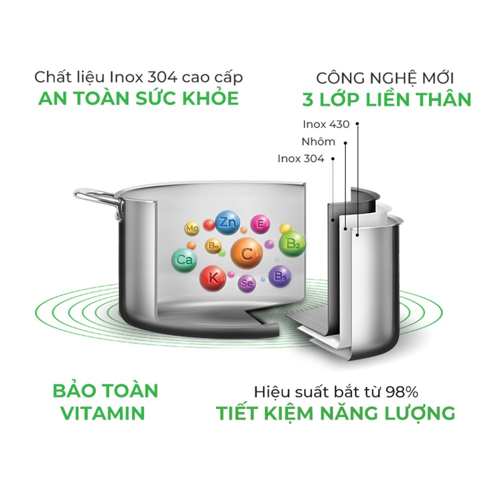 Nồi hấp đa năng inox liền khối Elmich Trimax CZ EL-3831 size 28cm - Hàng chính hãng