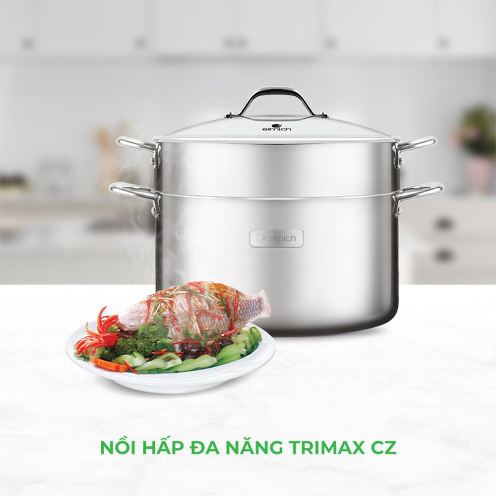 Nồi hấp đa năng inox liền khối Elmich Trimax CZ EL-3831 size 28cm - Hàng chính hãng
