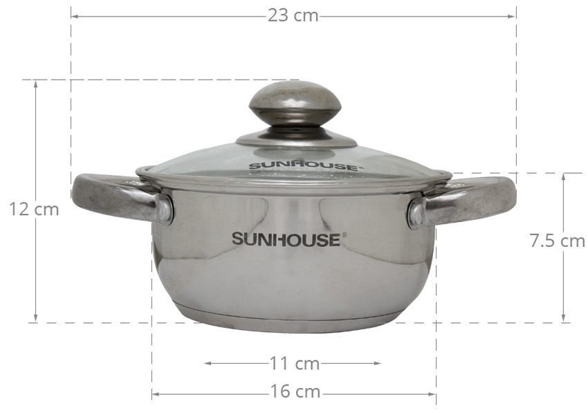 Cấu tạo của nồi Inox 3 đáy Sunhouse SH22116