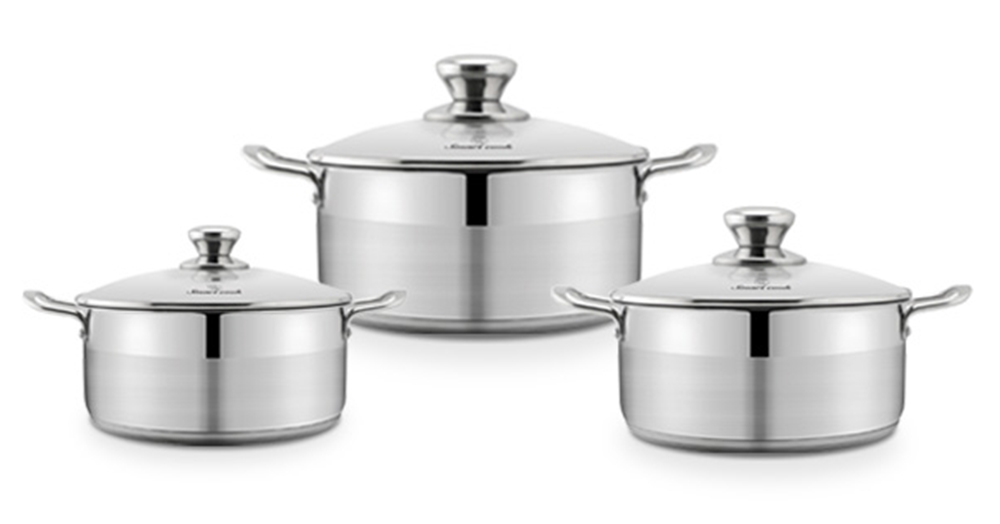 Bộ nồi inox Smartcook SM-2107MN size nồi 16, 20 , 24cm - Hàng chính hãng