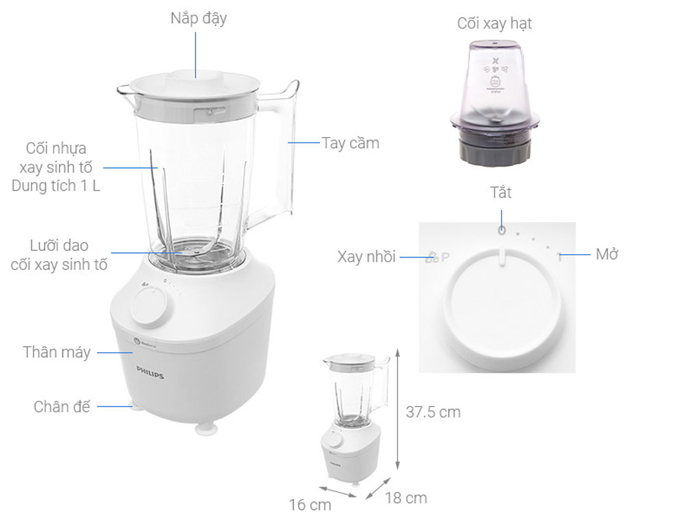Máy xay sinh tố Philips HR2041/10 - Hàng chính hãng