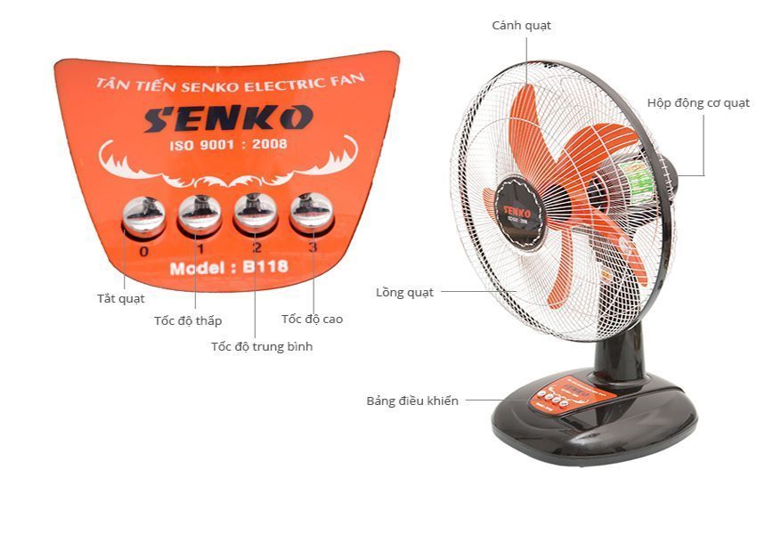 Quạt bàn B4 mạ crom Senko B118-XI - Hàng chính hãng
