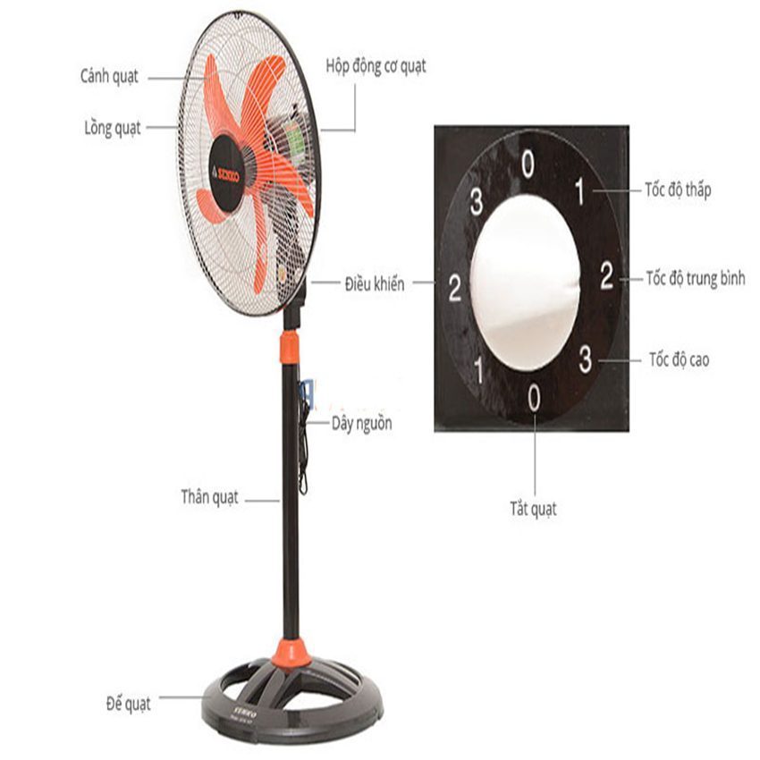 cấu tạo quạt đứng Asia D20002
