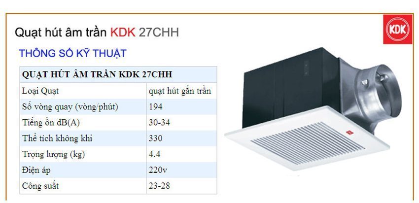 Quạt hút KDK 27CHH - Hàng chính hãng