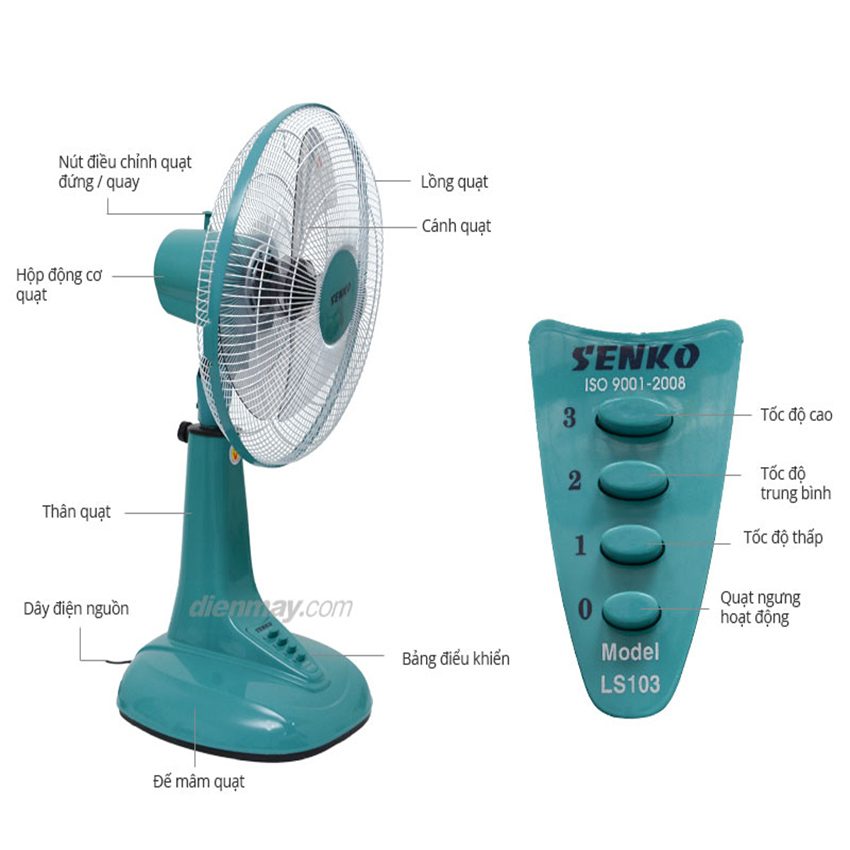 Quạt lửng ống sắt Senko LS103 - Hàng chính hãng