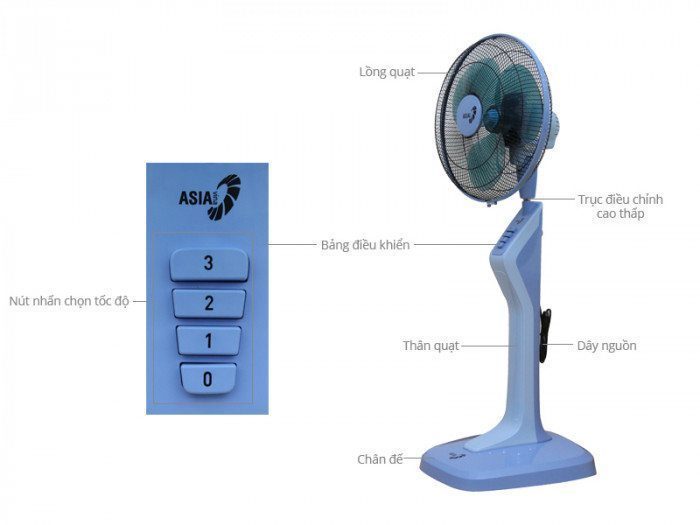 Quạt đứng Asia D16017 - Hàng chính hãng