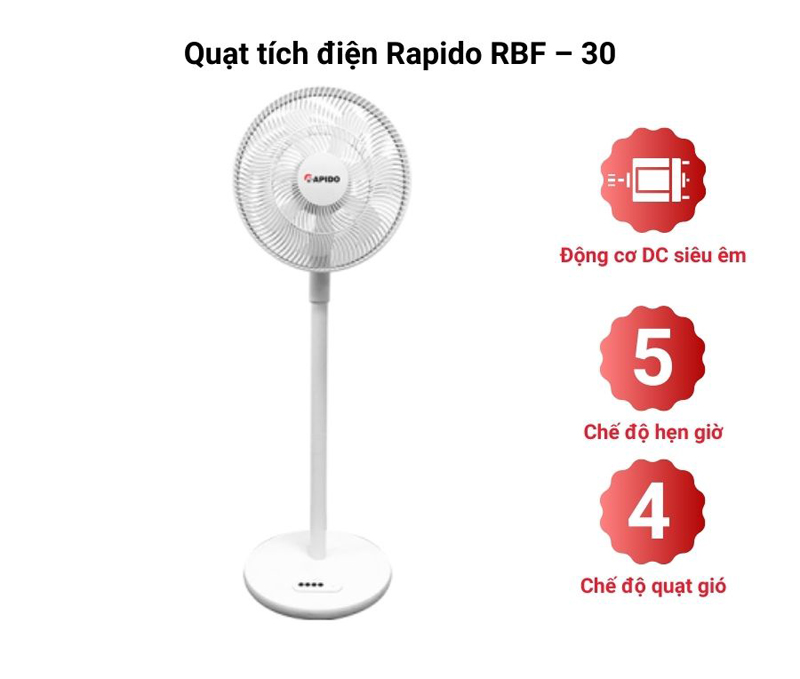 Quạt tích điện Rapido RBF-30 - Hàng chính hãng
