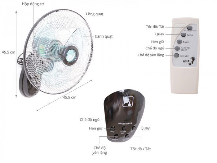 Quạt treo tường Asia L16012