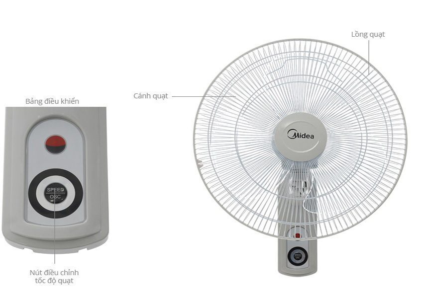 Quạt Treo Tường Midea FW40-15VFR - Hàng chính hãng