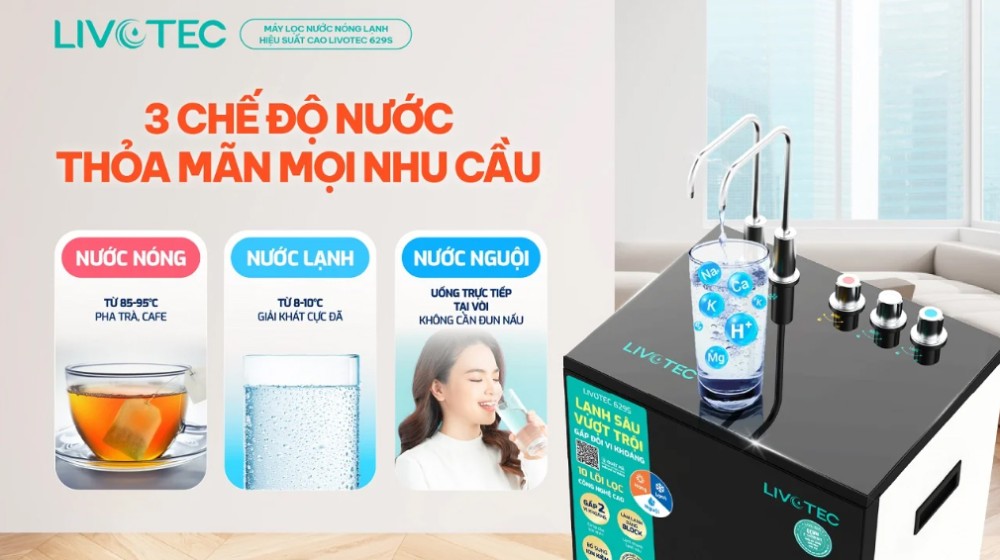 Máy lọc nước nóng lạnh Korihome Livotec 629S - Hàng chính hãng