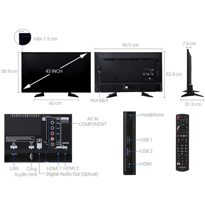 Smart Tivi Panasonic TH-43EX605V - Hàng chính hãng