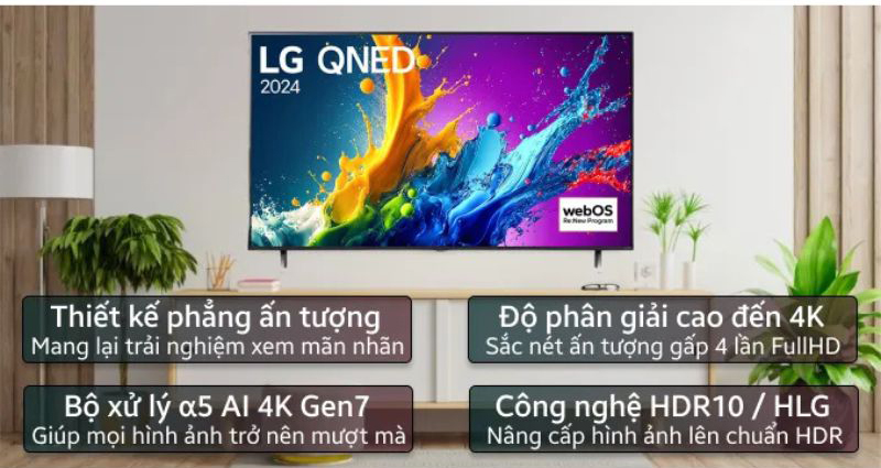 Smart tivi qned LG 4K 75 inch 75QNED80TSA - Hàng chính hãng