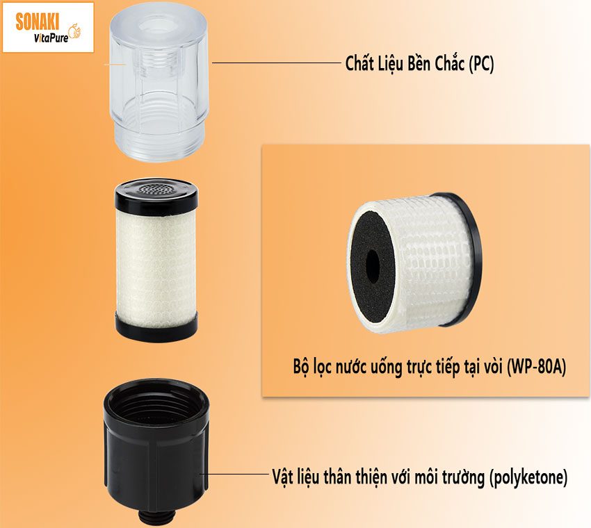 Thiết bị lọc nước uống trực tiếp tại vòi Sonaki WP 80A - Hàng chính hãng