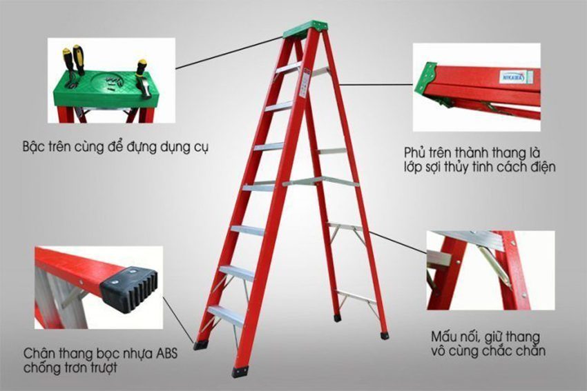 Chi tiết của thang cách điện chữ A Nikawa NKJ-7C