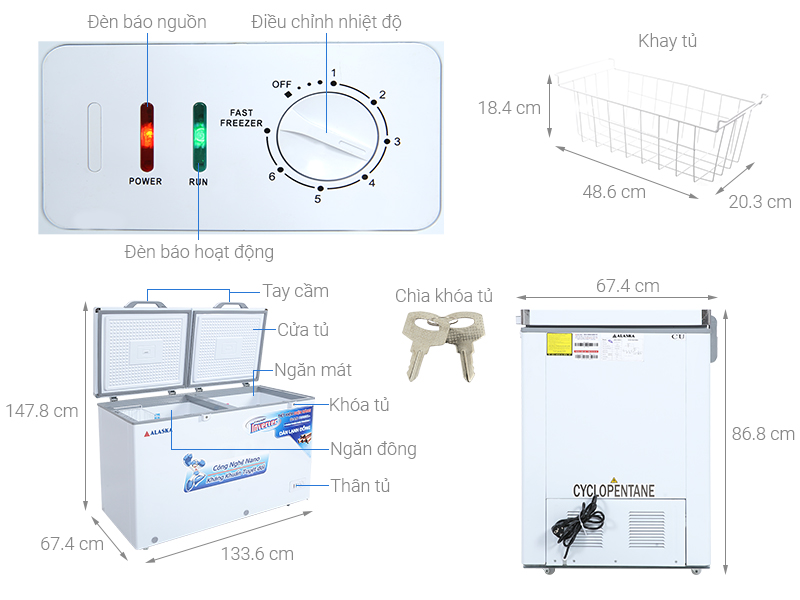 Tủ đông Alaska BCD-5068CI ( 312L ) - Hàng chính hãng