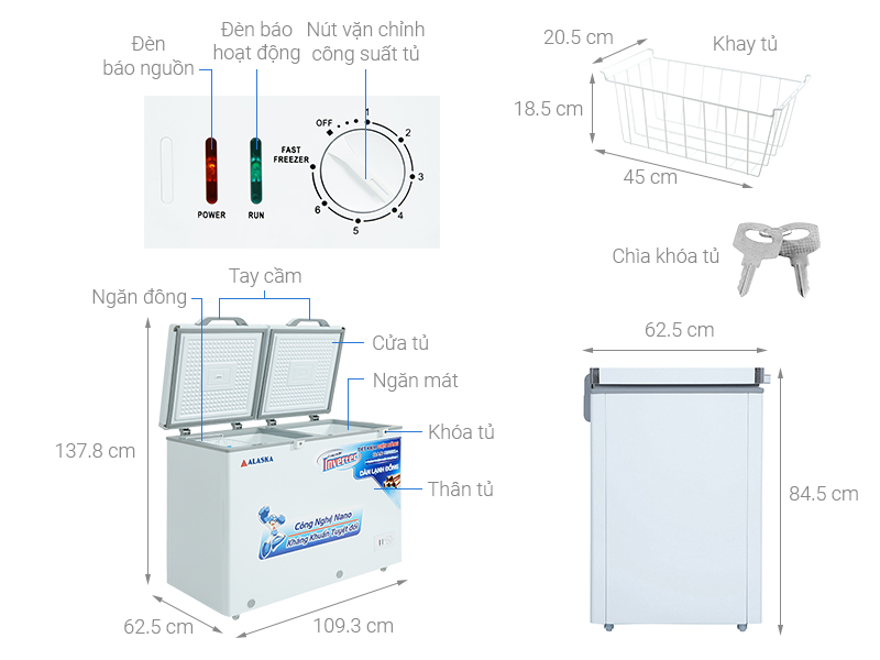 Tủ đông mát Alaska BCD-3568CI (221L) - Hàng chính hãng