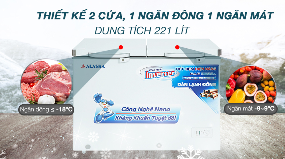 Tủ đông mát Alaska BCD-3568CI (221L) - Hàng chính hãng
