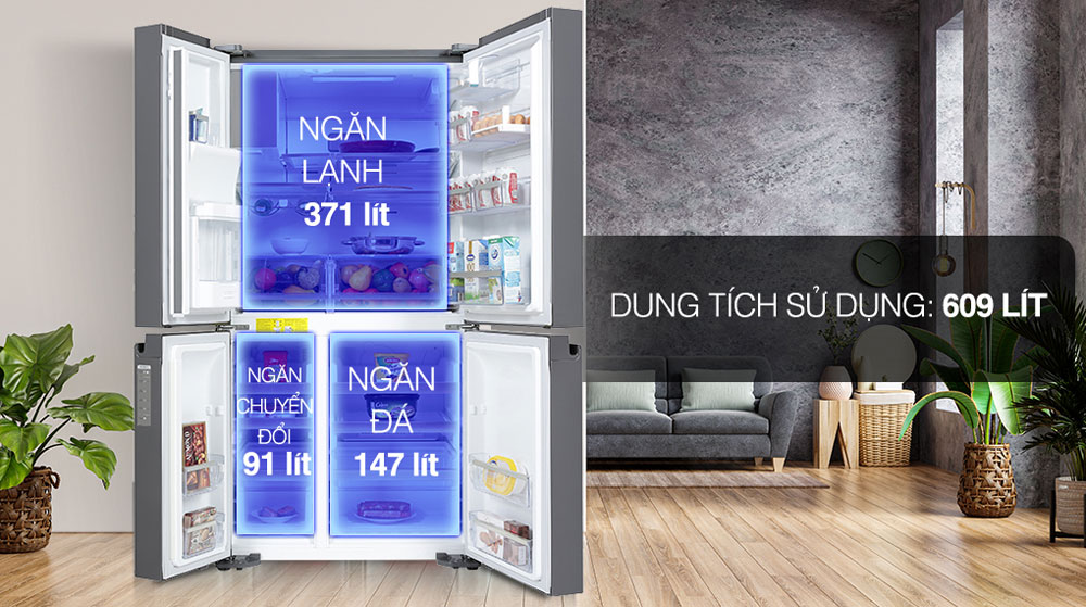 Tủ Lạnh Electrolux Inverter 609 Lít EQE6879A-B - Hàng chính hãng